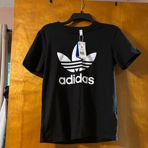 Adidas Black Tee with White Trefoil Logo